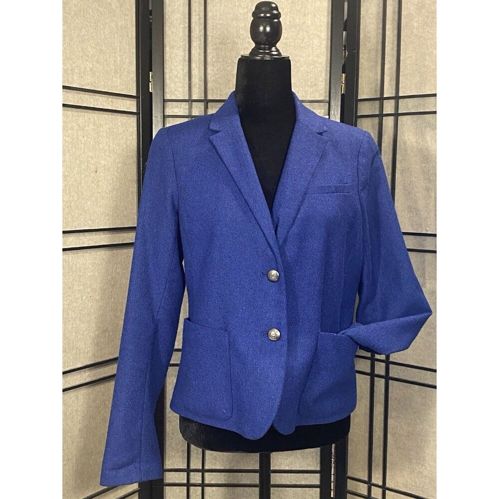 Gap The Academy Blazer Size 6 Wool Blend Single Breasted Blue Pockets